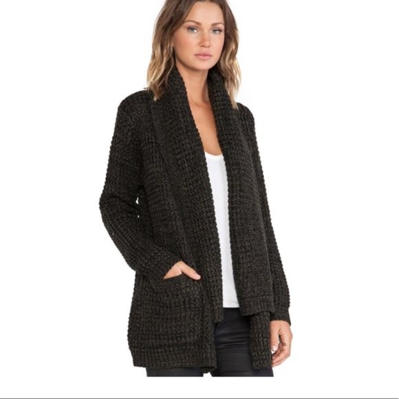 Anthropologie Sweaters - Anthro John + Jenn Black Waffle Knit Cardigan